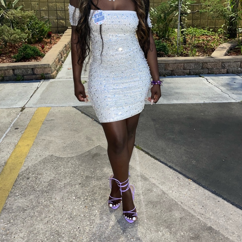 White dress with diamonds